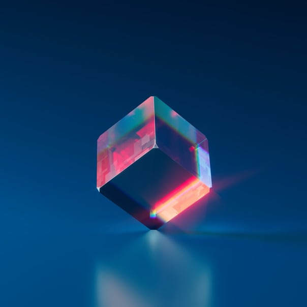 cube on blue background